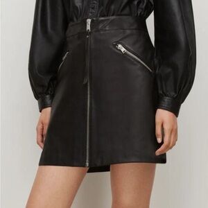 NWT - Allsaints Piper genuine leather mini black skirt